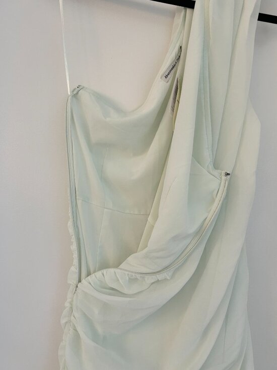 Abercrombie & Fitch One-Shoulder Chiffon Mini Dress Light Mint Green M Tall NWT - Picture 13 of 13